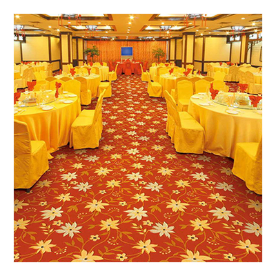 Red Luxury Hospitality Carpet Polypropylence Woven Wilton Carpet